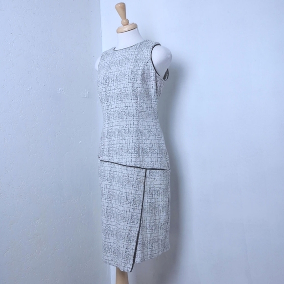 DKNY | Off white and black speckled pattern sleevless office dress - Picture 2 of 10